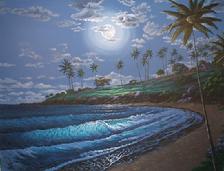 Kapalua Bay Moon, Maui, hawaii painting picture