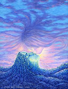 Two Women Kissing at sunset painting