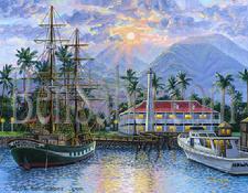 Painting # 28-B Lahaina Harbor Sunrise. Original acrylic painting on canvas board 11x14 inches $995 SOLD