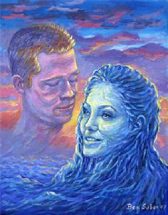 Angelina Jolie Brad Pitt portrait painting picture