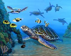 Hawaiian sea turtle painting Maui