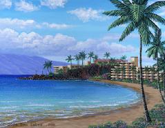 Black rock kaanapali beach painting picture maui hawaii