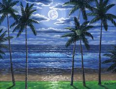 palm trees painting Maui Hawaii