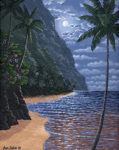 Hawaiian Beach Moon Painting