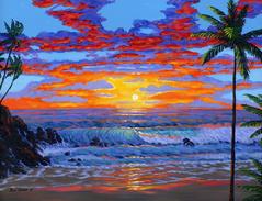 Hawaiian beach sunset painting