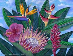 Hawaiian Flowers tropical Hawaii bouquet painting picture