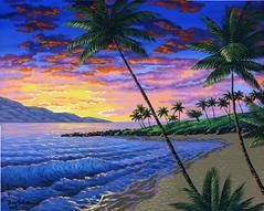 Kapalua beach Maui Sunset Hawaii bay painting picture image