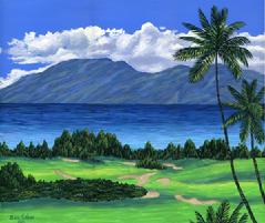 Kapalua Golf Course, Maui Hawaii painting picture image