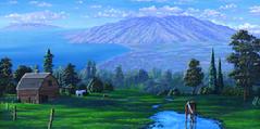 Kula View Upcountry Maui Painting Picture Art Print Hawaii