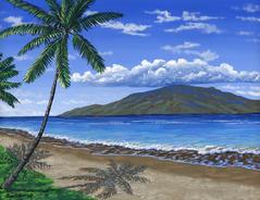 Beach lahaina Painting picture art print maui hawaii