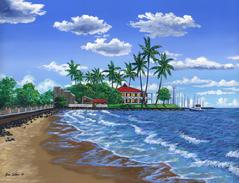 Beach front street lahaina maui hawaii painting picture