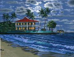 Lahaina beach night painting picture 