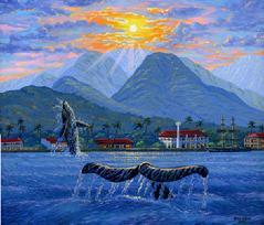 whale breach maui hawaii painting picture print canvas