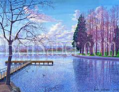 greenlake painting green lake seattle winter original