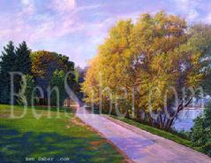 greenlake painting path golf fall course green lake art