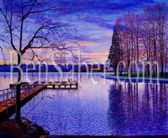 Greenlake painting picture green lake seattle winter dock trail image
