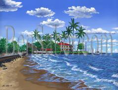 Painting #563 Front Street Beach, Lahaina, Maui. Original acrylic painting on canvas 18x24 inches stretched