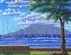 Painting #191 Lanai Island from Lahaina. Original acrylic painting on canvas board 16x20 inches