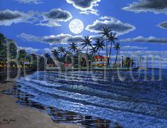 Painting #525 Lahaina town beach, Maui Hawaii. Original acrylic painting on canvas 18x24 inches stretched