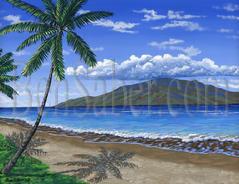 Painting #559 Lahaina beach in the morning. Maui, Hawaii. Original acrylic painting on canvas 18x24 inches stretched