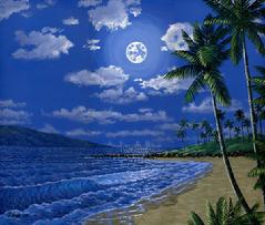 Kapalua Beach Moon painting picture maui hawaii