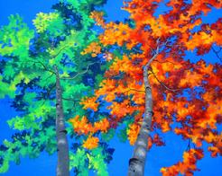 aspen cotton wood poplar painting fall autumn picture