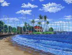 Painting #549 Front Street Beach, Lahaina, Maui, Hawaii. Original acrylic painting on canvas 18x24 inches stretched