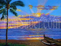lanai island hawaii lahaina beach sunset picture painting art