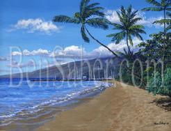 Lahaina harbor beach maui painting picture