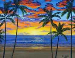 Hawaiian beach sunset painting