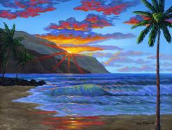 Hawaiian beach sunset painting