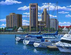 corpus christi marina water front first national bank boat marina sidewalk painting picture