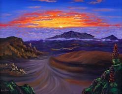 Haleakala Volcano crater sunrise picture painting