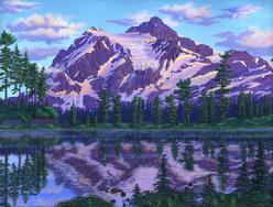 Mt Shuksan Sunset Picture Lake painting 