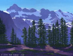 Mt Shuksan Morning road view painting picture