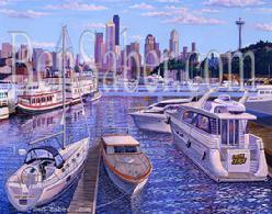 Lake union seattle downtown painting picture gasworks park space needle