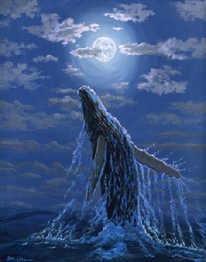 whale breach breaching painting picture