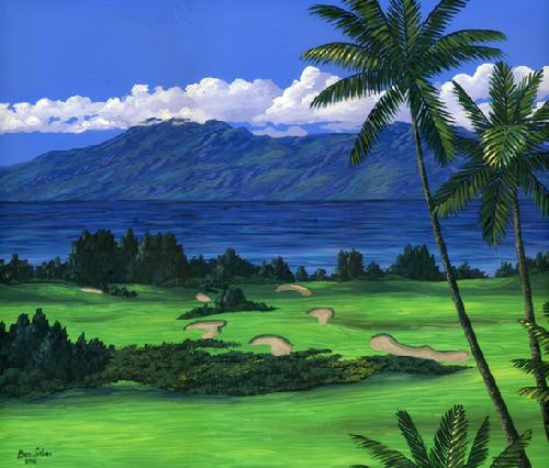 Painting Kapalua Golf Course, Maui, Hawaii