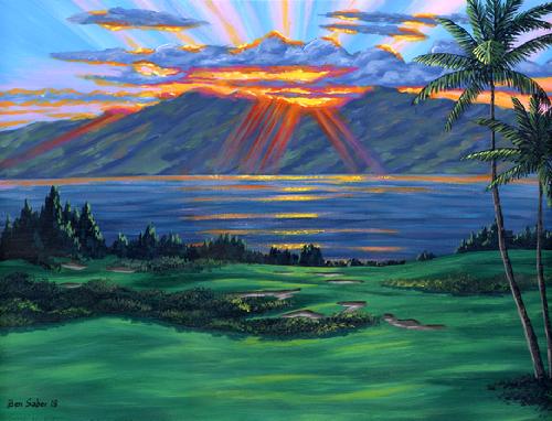 Painting Kapalua Plantation Golf Course, Maui Hawaii