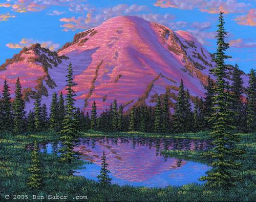 Painting Mt mount Rainier Sunrise Park, Washington picture mountain