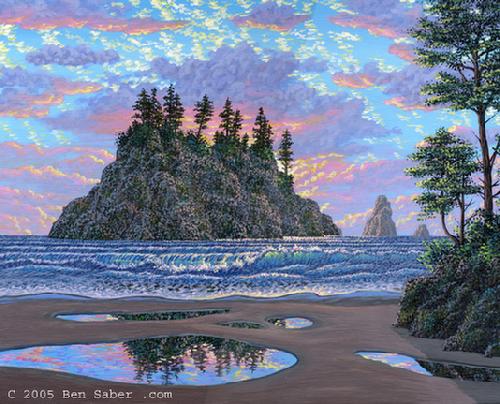 Painting Sea stacks, Olympic Peninsula, Washington picture rocks