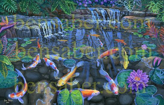 Koi Fish Pond Painting